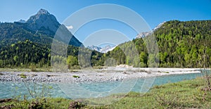 Wild landscape RiÃÅ¸tal Rissbach river, tirolean alps in spring
